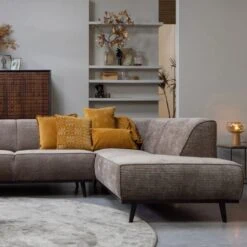 Statement Hoekbank Rechts Ribstof Taupe
