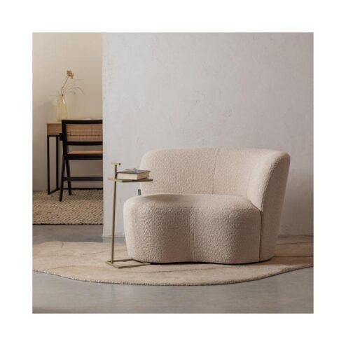 Stone Bankje Rechts Boucle Creme 112cm