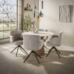 Strato Eettafel Rond keramiek Travertin 120cm