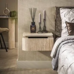 Strato Zwevend Nachtkastje 1 lade Keramiek Travertin 45cm