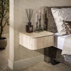 Strato Zwevend Nachtkastje 1 lade Keramiek Travertin 45cm