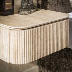 Strato Zwevend Nachtkastje 1 lade Keramiek Travertin 45cm