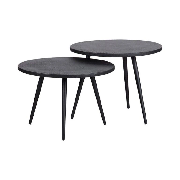 Suze Bijzettafel rond set van 2 Hout/Metaal Zwart