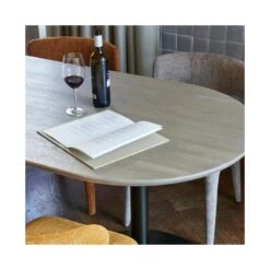 Tablo Eettafel ovaal VL Eikenhout pebble grey/zwart 220cm
