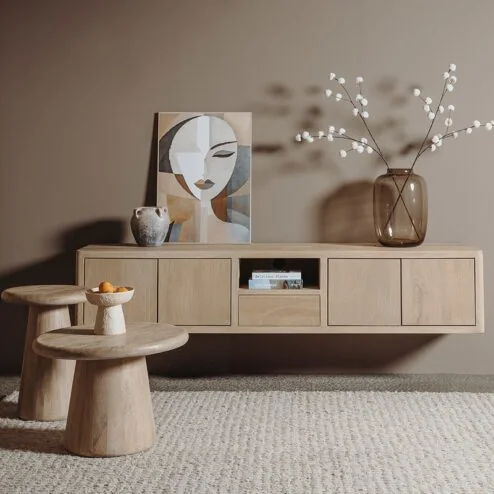 Tenna zwevend Tv meubel naturel mangohout 200cm