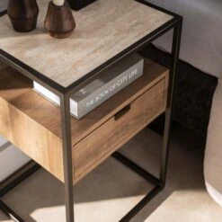 Valentina Nachtkastje 1 lade Keramiek Travertin 40cm