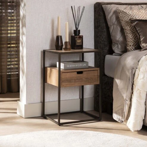 Valentina Nachtkastje 1 lade Keramiek Travertin 40cm