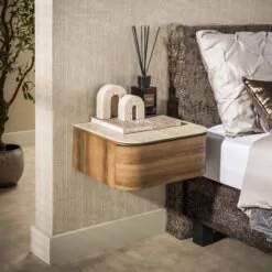 Valentina Nachtkastje Zwevend 1 lade Keramiek Travertin 45cm