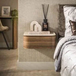 Valentina Nachtkastje Zwevend 1 lade Keramiek Travertin 45cm