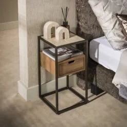 Valentina XS Nachtkastje 1 lade Keramiek Travertin 64cm