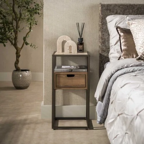 Valentina XS Nachtkastje 1 lade Keramiek Travertin 64cm