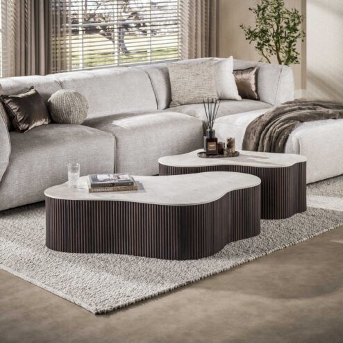 Vittoria Salontafel Grande Set van 2 keramiek Bruin 135cm