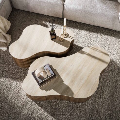 Vittoria Salontafel Grande Set van 2 keramiek Travertin 135cm