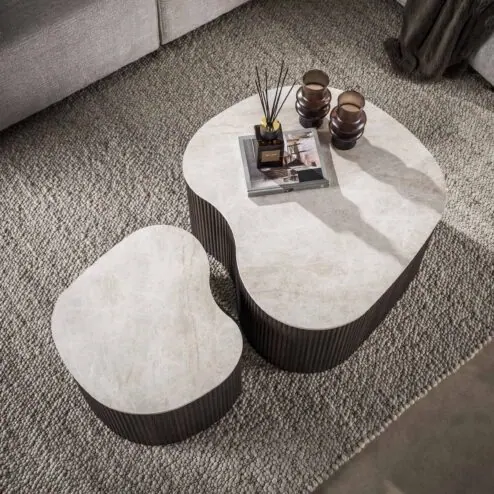 Vittoria Salontafel Medio Set van 2 keramiek Bruin  90cm