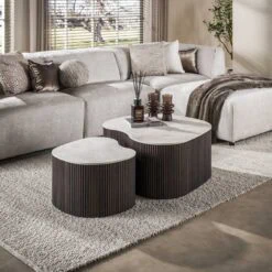 Vittoria Salontafel Medio Set van 2 keramiek Bruin  90cm