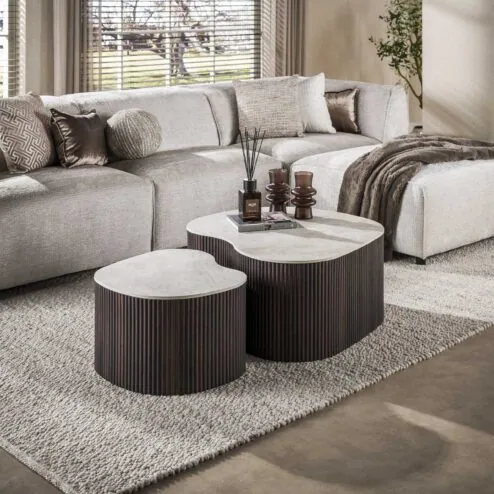 Vittoria Salontafel Medio Set van 2 keramiek Bruin  90cm