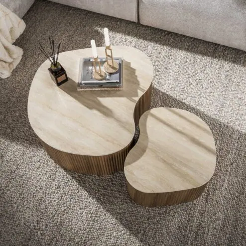 Vittoria Salontafel Medio Set van 2 keramiek Travertin 90cm