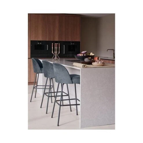 Vogue Barstoel Hoog Velvet Blauw