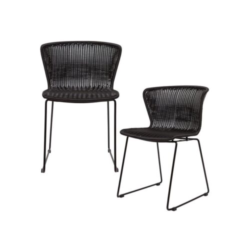 Wings Tuinstoel Zwart Set van 2