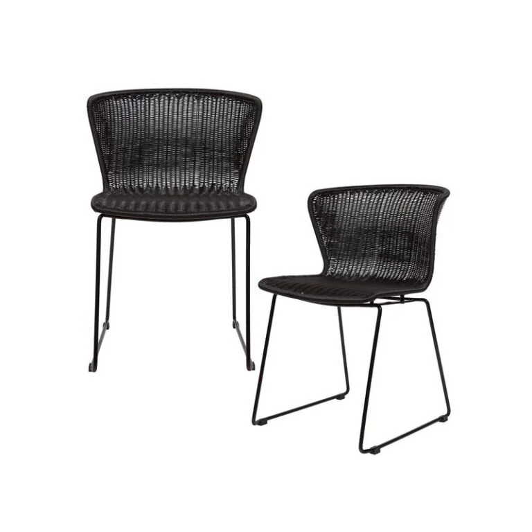 Wings Tuinstoel Zwart Set van 2