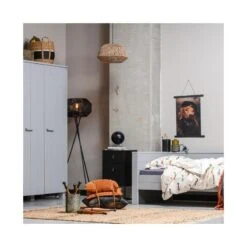 Zola Nachtkastje met Lade en Deur Zwart 40cm