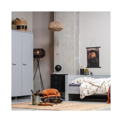 Zola Nachtkastje met Lade en Deur Zwart 40cm