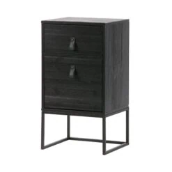 Zola Nachtkastje met Lade en Deur Zwart 40cm