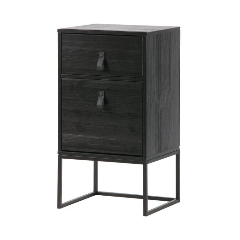 Zola Nachtkastje met Lade en Deur Zwart 40cm