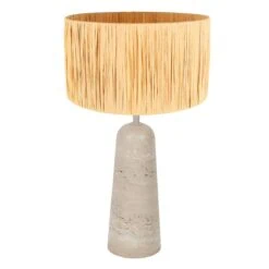 Alessia 1-lichts Tafellamp large Travertin met zeegras kap