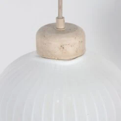 Alessia 3-lichts Hanglamp Travertin met linnen