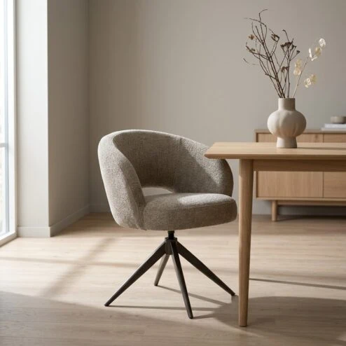 Alissa Eetkamerstoel Taupe stof