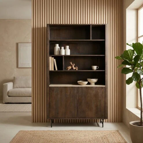 Boekenkast Lio mangohout groot 120cm