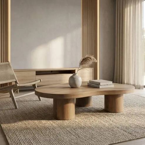 Charlie Salontafel organisch Lichtbruin 130cm