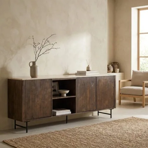 Dressoir Lio mangohout 3 deurs 200cm