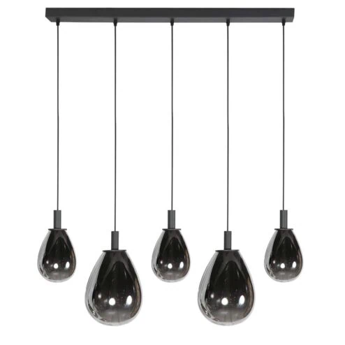 Edgar 5-lichts Hanglamp Smoke Glas