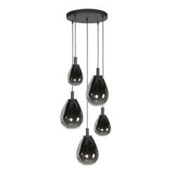 Edgar 5-lichts getrapte Hanglamp Smoke Glas