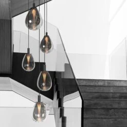 Edgar 5-lichts getrapte Hanglamp Smoke Glas