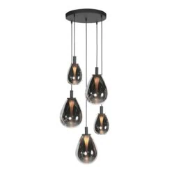 Edgar 5-lichts getrapte Hanglamp Smoke Glas