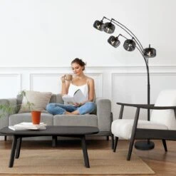 Gabriella 5-lichts Booglamp Smoke Glas