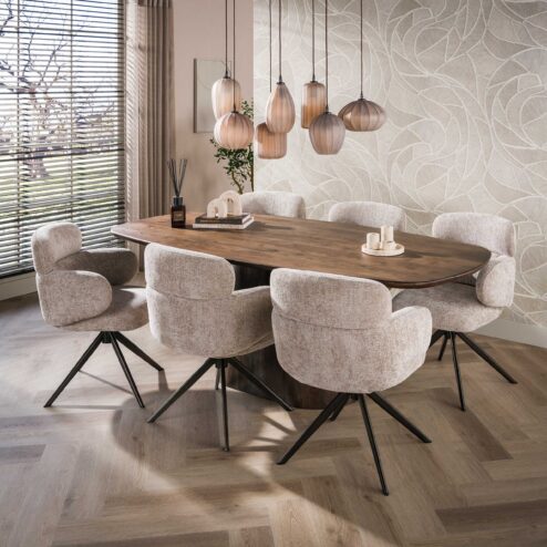 Jennie Eettafel deens ovaal Bruin 215cm