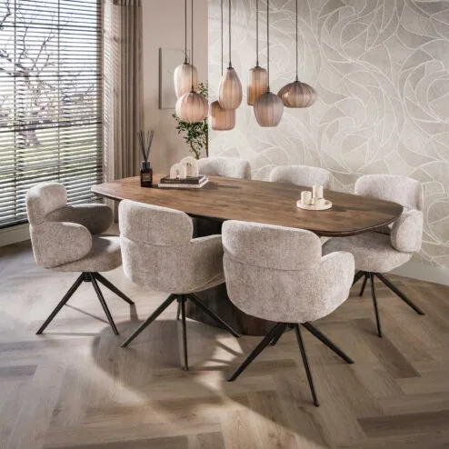 Jennie Eettafel deens ovaal Bruin 215cm