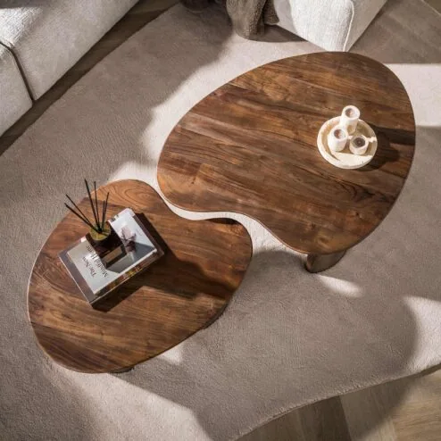 Jennie Salontafel set van 2 organisch Bruin