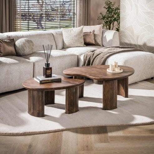 Jennie Salontafel set van 2 organisch Bruin