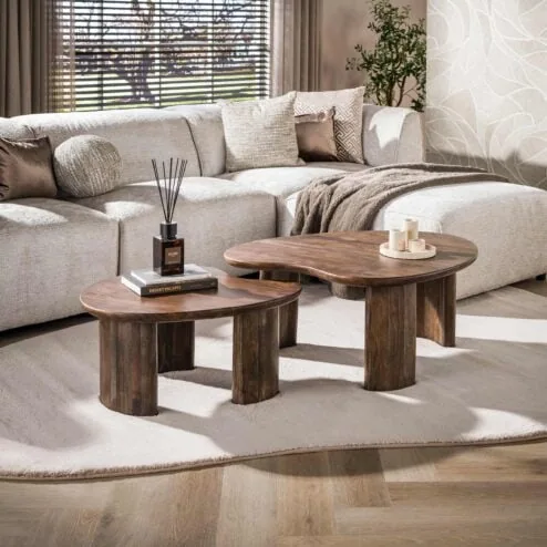 Jennie Salontafel set van 2 organisch Bruin