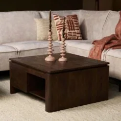 Koba Salontafel vierkant Bruin Mangohout 80cm (7)