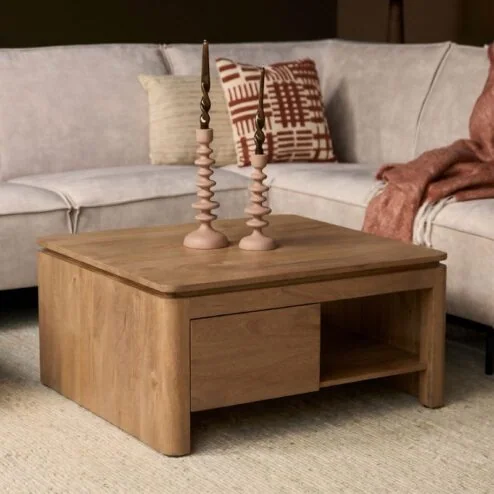 Koba Salontafel vierkant Naturel Mangohout 80cm