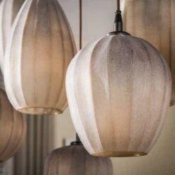 Nevada 7-lichts Hanglamp bruin-frosted glas