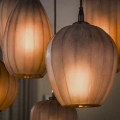 Nevada 7-lichts Hanglamp bruin-frosted glas