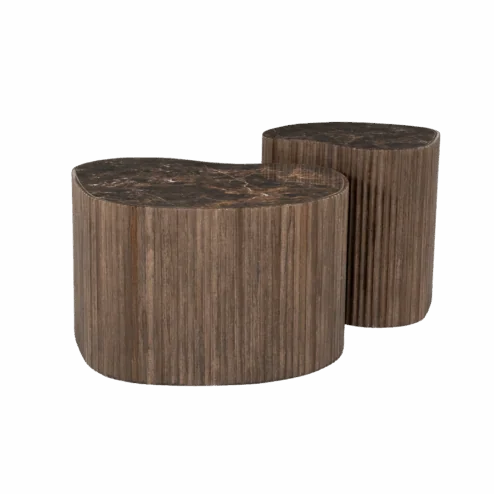 Nice Salontafel organisch Set van 2 Bruin