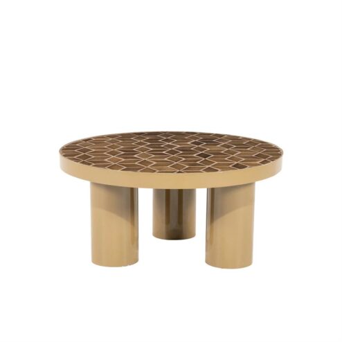 Patterna Salontafel rond keramiek Bruin 71cm